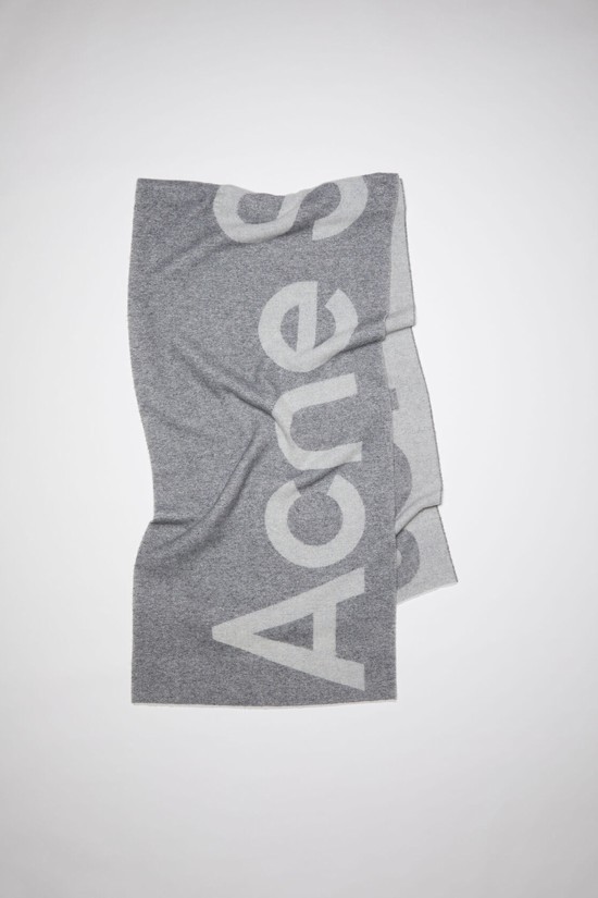 Grey Acne Studios Logo Wool Blend Scarf | BGOH-36742