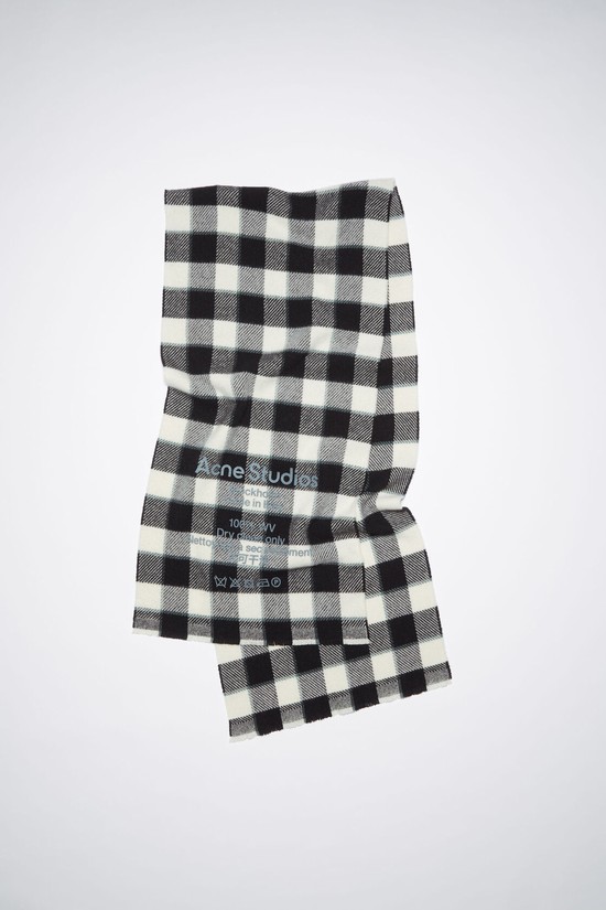 Grey / Black / White Acne Studios Check Wool Scarf | MIQK-65092