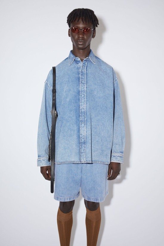 Indigo / Blue Acne Studios Denim Button-up Men's Shirts | BZTX-80169