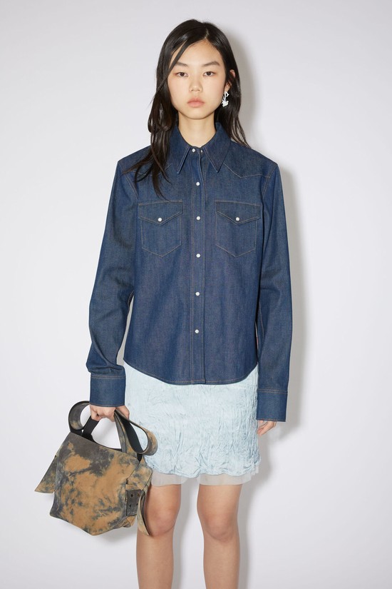 Indigo / Blue Acne Studios Denim Button-up Women's Shirts | GCOW-16027