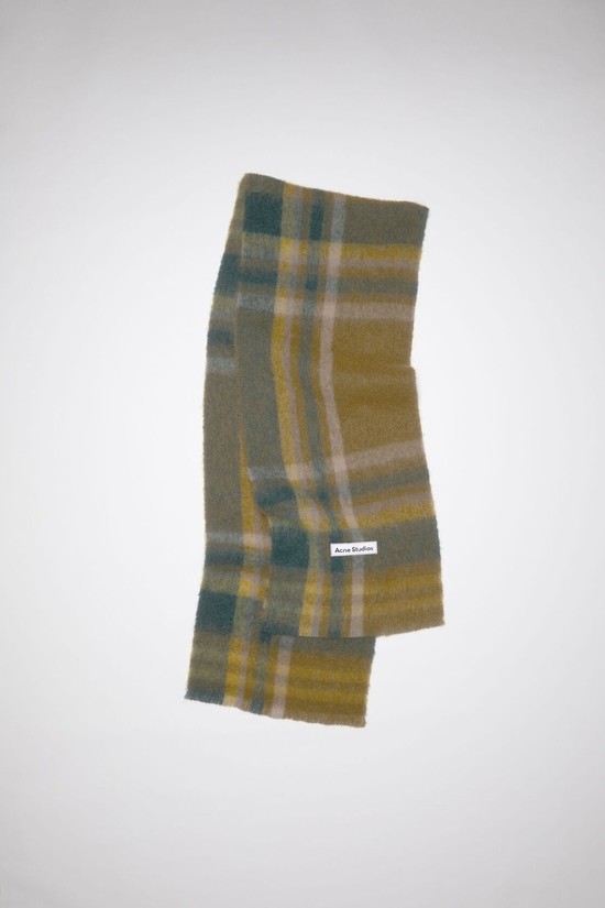 Khaki / Green / Green Acne Studios Checked Scarf | EDFJ-50196