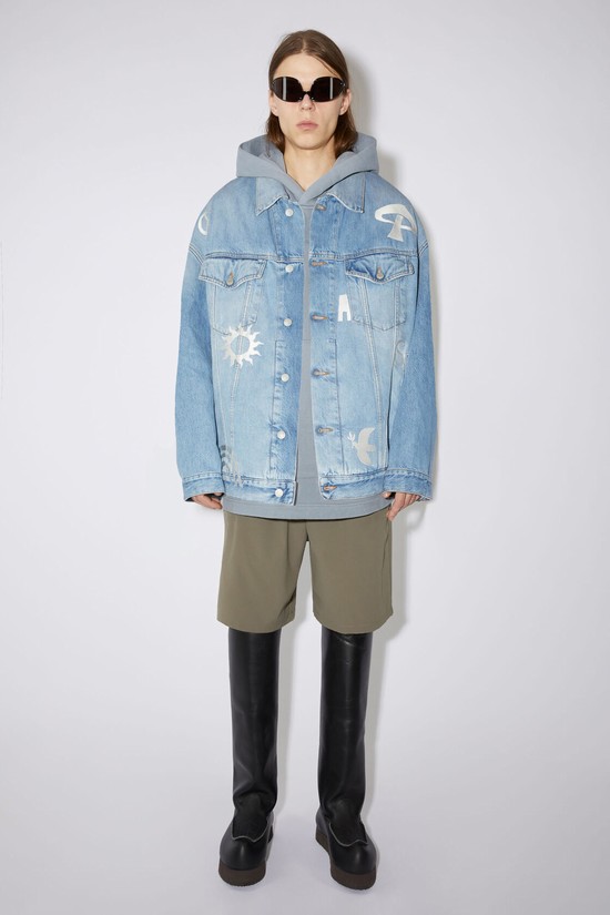 Light Blue Acne Studios Limited Edition Embroidered Loose Fit Denim Men's Jackets | IDPM-67350