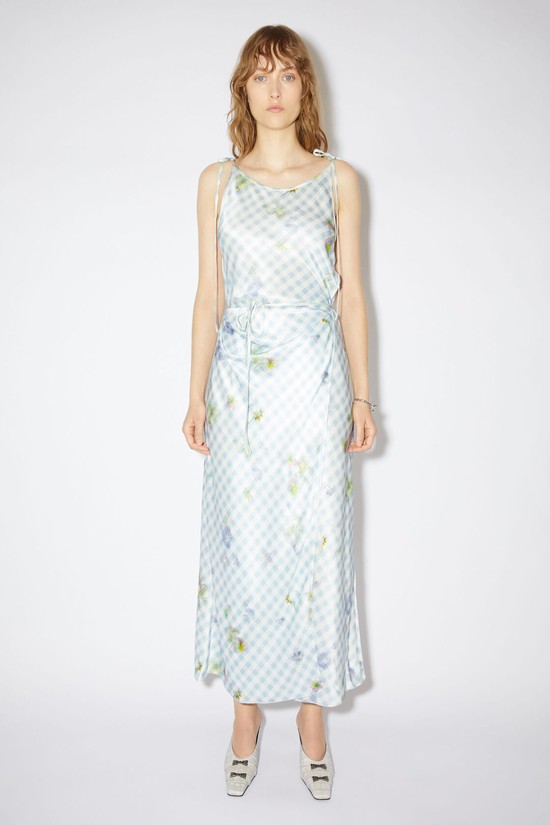 Light Blue Acne Studios Printed Satin Women's Dress | PFOH-10942