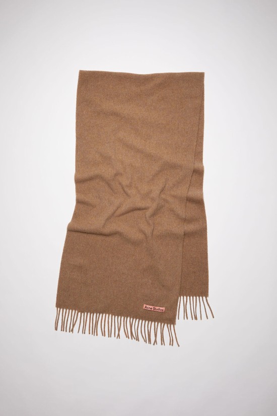 Light Brown Acne Studios Fringe Wool - Narrow Scarf | LOZX-50219