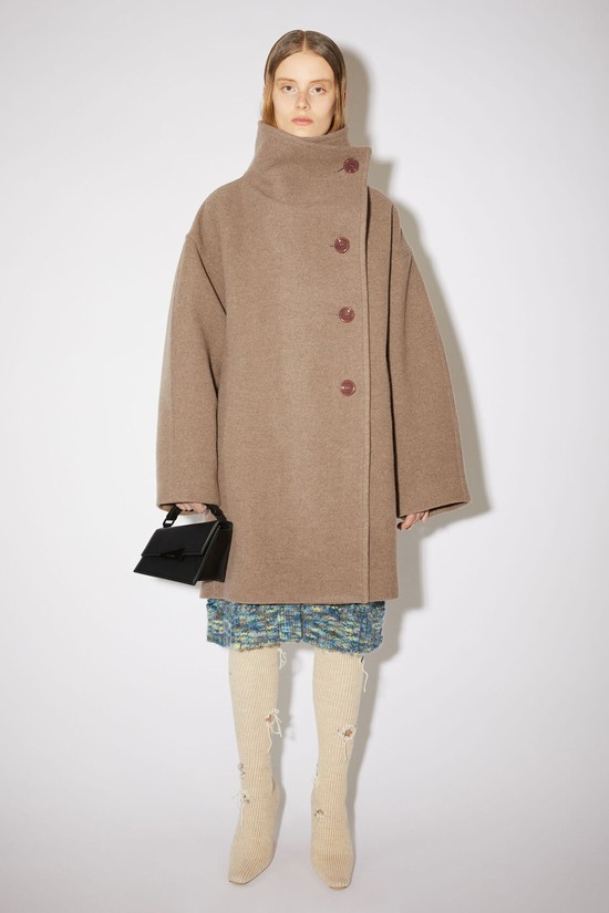 Light Brown Acne Studios Wool Funnel-neck Women's Coats | UWSL-01498