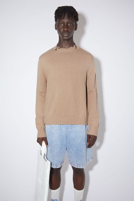 Light Brown / Beige Acne Studios Crew Neck Jumper Men's Knitwear | XKYO-51072