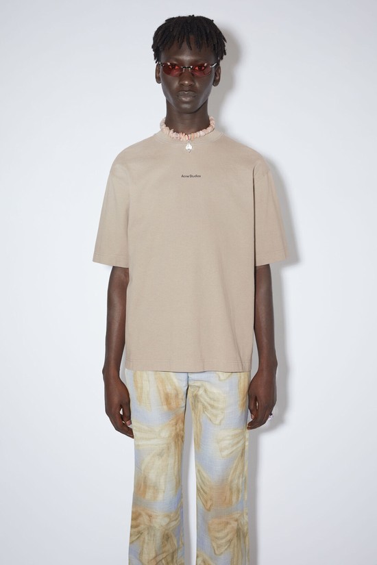 Light Brown / Beige Acne Studios Logo Men's T Shirts | EMTV-07842