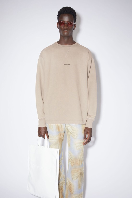 Light Brown / Beige Acne Studios Stamp Logo Men's Sweatshirts | UMZL-63248