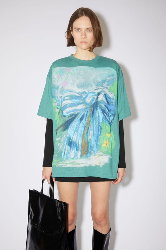 Light Green Acne Studios Printed Women's T Shirts | KHOW-57294