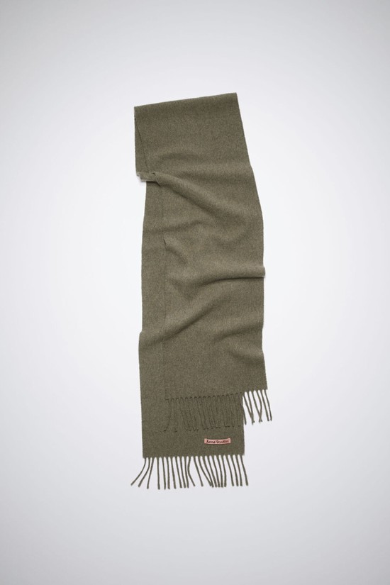 Light Olive Acne Studios Fringe Wool - Skinny Scarf | LERU-35401