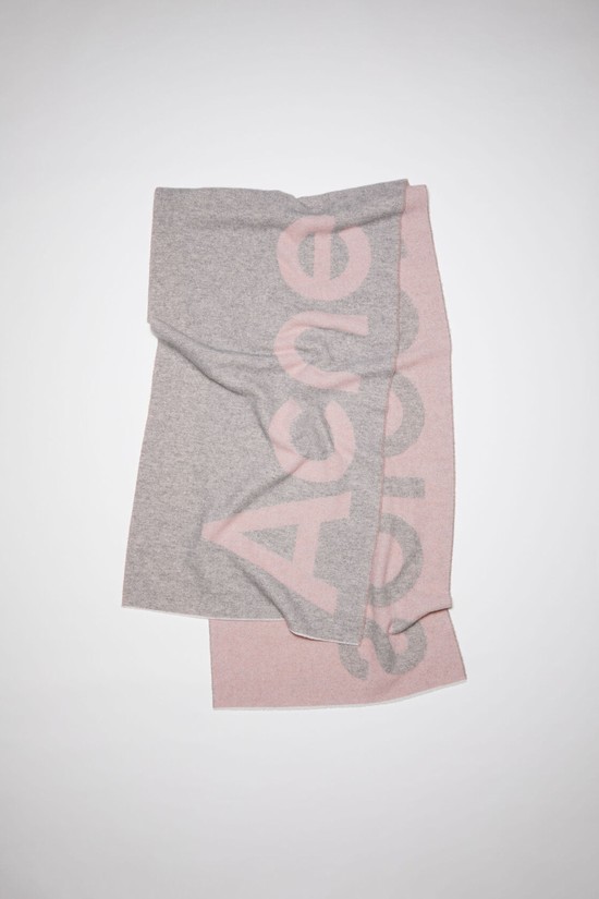 Light Pink / Grey Acne Studios Logo Jacquard Scarf | YEMA-19602