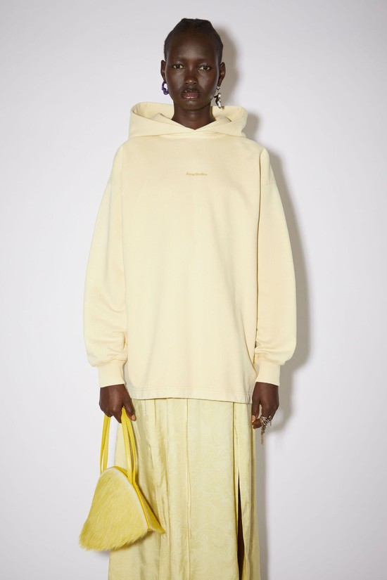 Light Yellow Acne Studios Logo Hooded Women's Hoodie | JPRM-06754