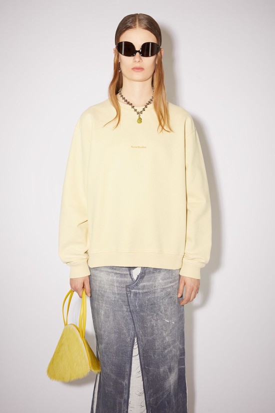 Light Yellow Acne Studios Stamp Logo Women's Sweatshirts | TRSB-23894