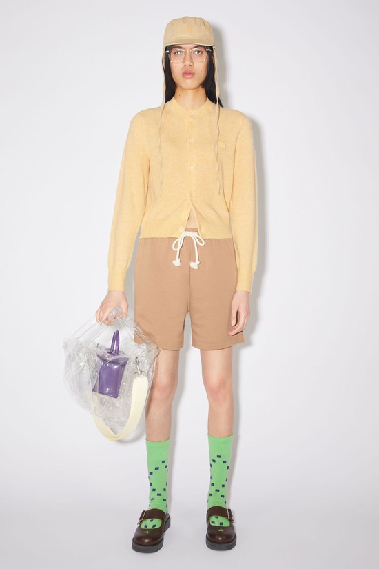 Light Yellow Acne Studios Wool Crew Neck Women's Cardigan | QBNV-64157