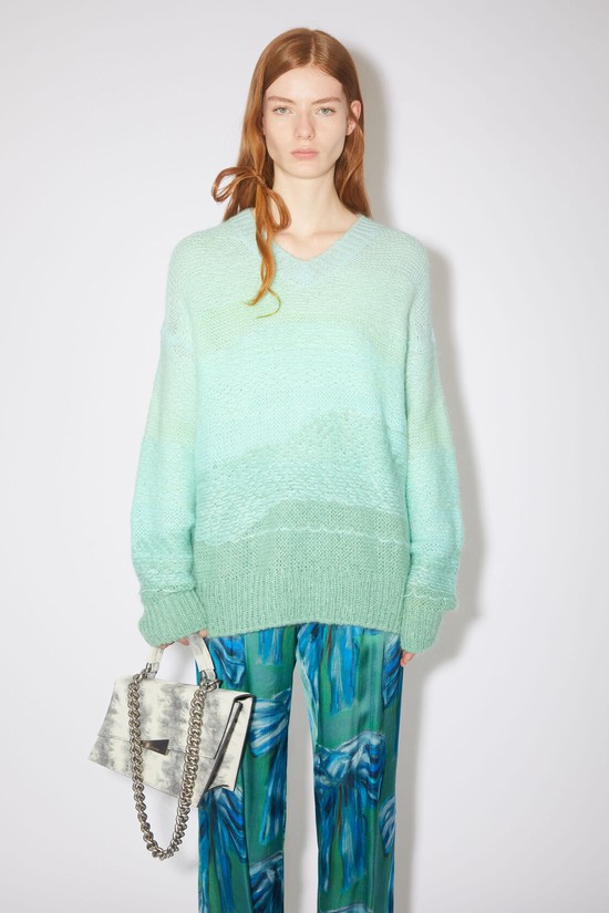 Mint / Multicolor Acne Studios V-neck Knit Jumper Women's Knitwear | PNOL-09651