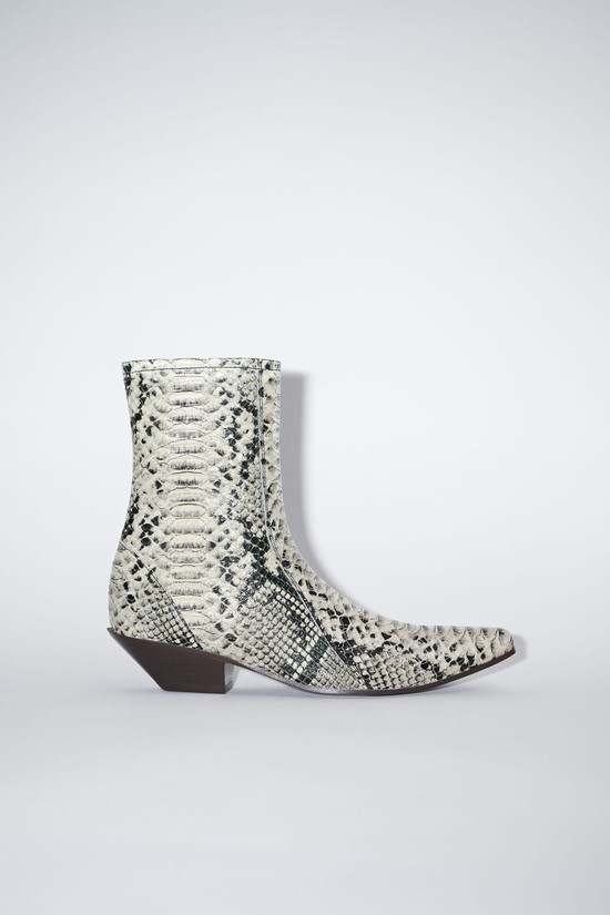 Multicolor / Beige Acne Studios Snake Print Leather Women's Ankle Boots | XCAM-58274