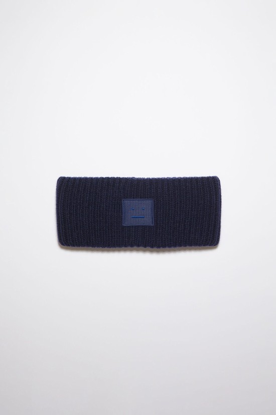 Navy Acne Studios Ribbed Knit Headband Beanie | ENAP-96302