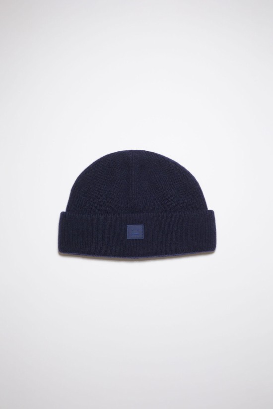 Navy Acne Studios Small Face Logo Beanie | QJCA-10425