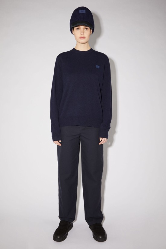 Navy Acne Studios Wool Crew Neck Women's Knitwear | XHAT-24139