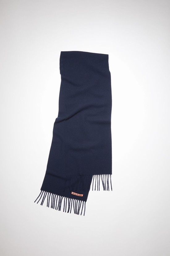 Navy / Blue Acne Studios Fringe Wool - Skinny Scarf | DMYN-93081