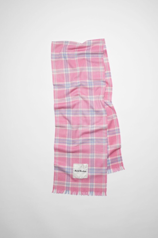 Pink Acne Studios Plaid Cashmere Scarf | LIGW-03978