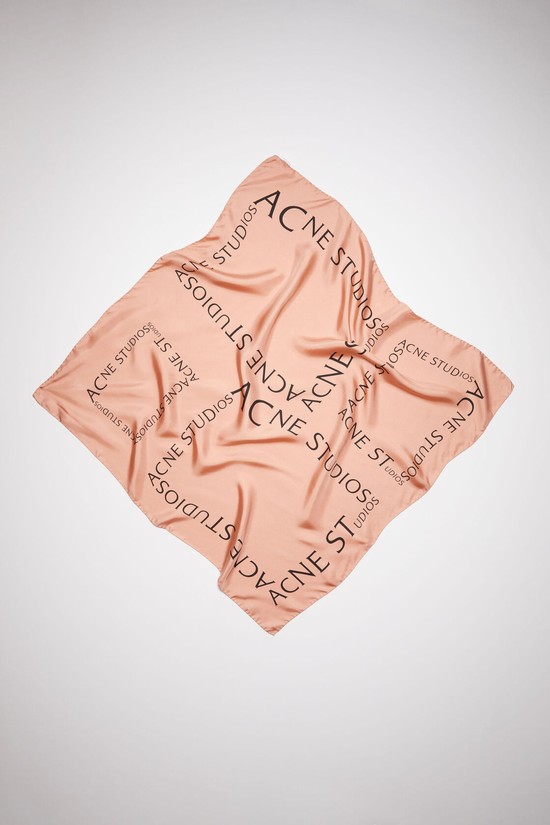 Pink Acne Studios Silk Logo - Medium Scarf | JPZB-39216