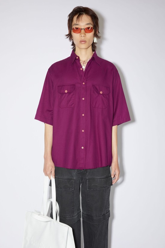 Purple Acne Studios Button-up Short Sleeve Men's Shirts | SMPH-45028