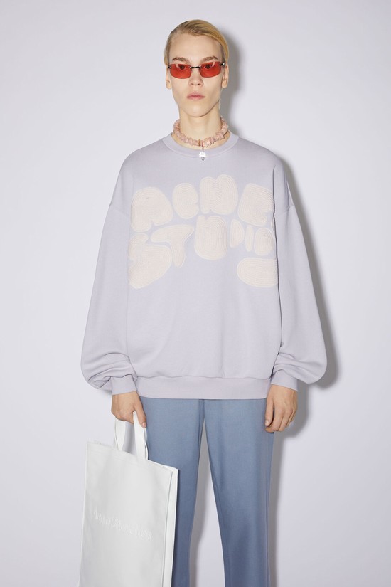 Purple Acne Studios Crew Neck Bubble Logo Men's Sweatshirts | VLBC-53618