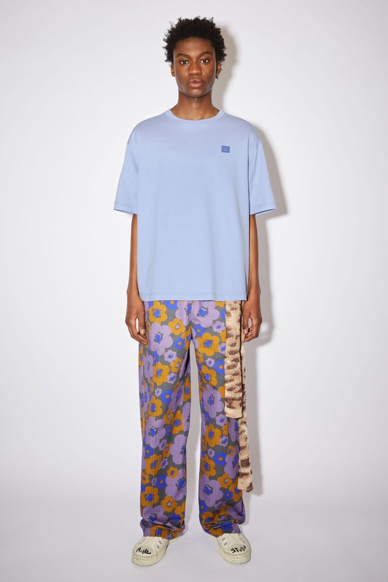 Purple Acne Studios Face Logo Patch Men's T Shirts | SHRX-17645