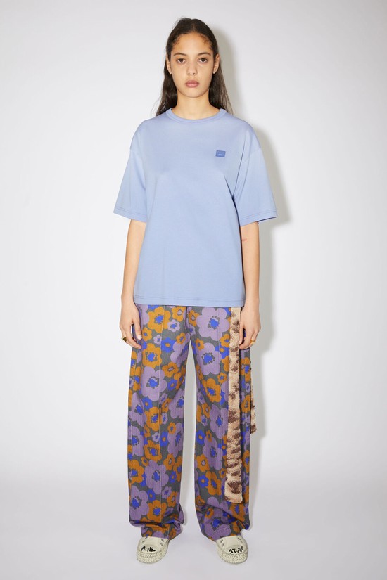 Purple Acne Studios Face Logo Patch Women's T Shirts | YJMC-21580