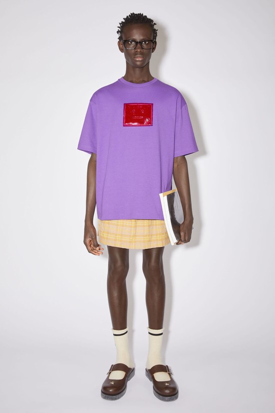 Purple Acne Studios Logo Men's T Shirts | UALW-51842