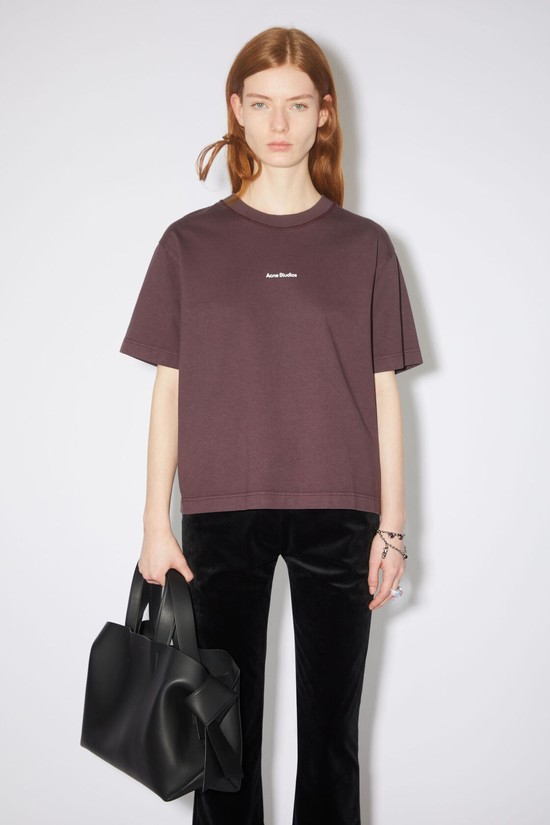 Purple Acne Studios Logo Women's T Shirts | WAZC-36097