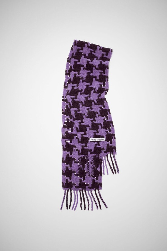 Purple / Burgundy Acne Studios Houndstooth Scarf | BEWU-48592