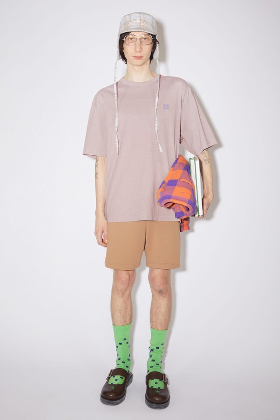 Purple / Pink Acne Studios Crew Neck Men's T Shirts | VNHO-61243