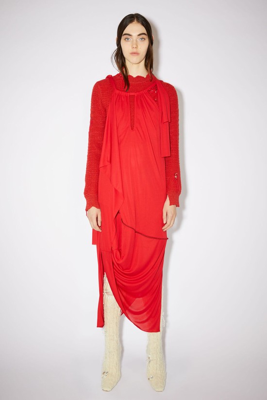 Red Acne Studios Knotted Halterneck Women's Dress | MSHF-65892