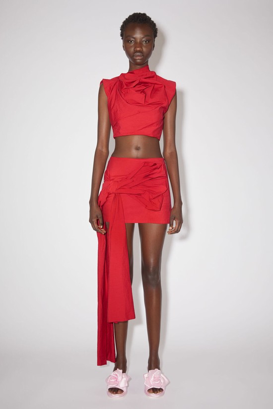 Red Acne Studios Satin Bow Mini Women's Skirts | LHQA-92517