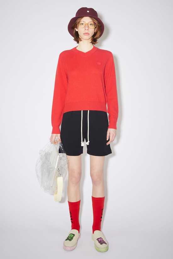 Red Acne Studios Wool V-neck Women's Knitwear | LXJH-05612