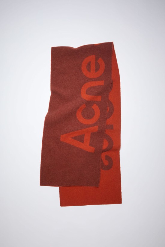 Red / Brown / Red / Orange Acne Studios Logo Jacquard - Narrow Scarf | VLTO-87206