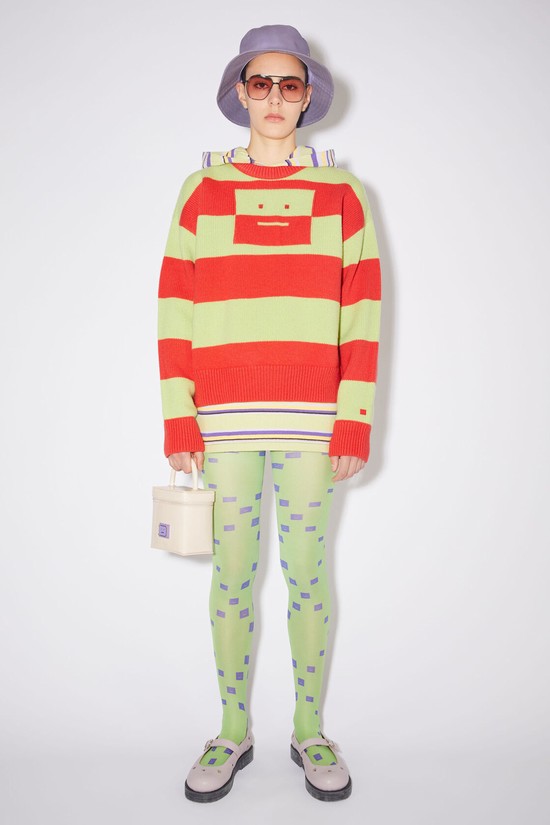 Red / Green Acne Studios Crew Neck Jumper Women's Knitwear | BXWF-42506