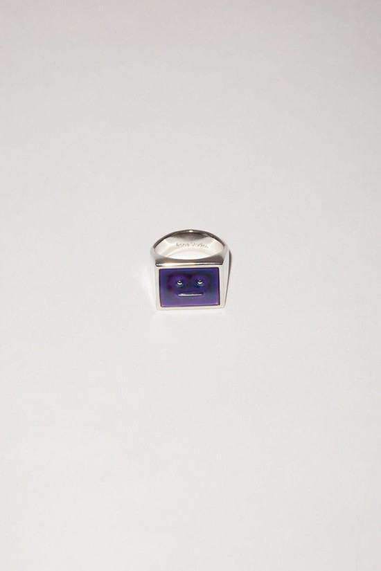 Silver Acne Studios Face Logo Mood Ring Jewellery | IYHJ-57401