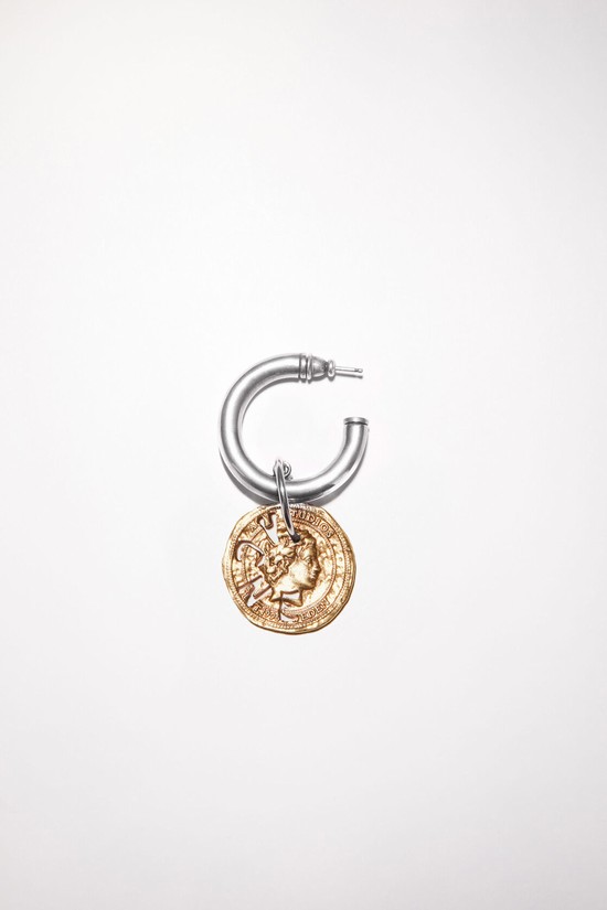 Silver / Gold Acne Studios Coin Charm Earring Jewellery | LOHY-63471