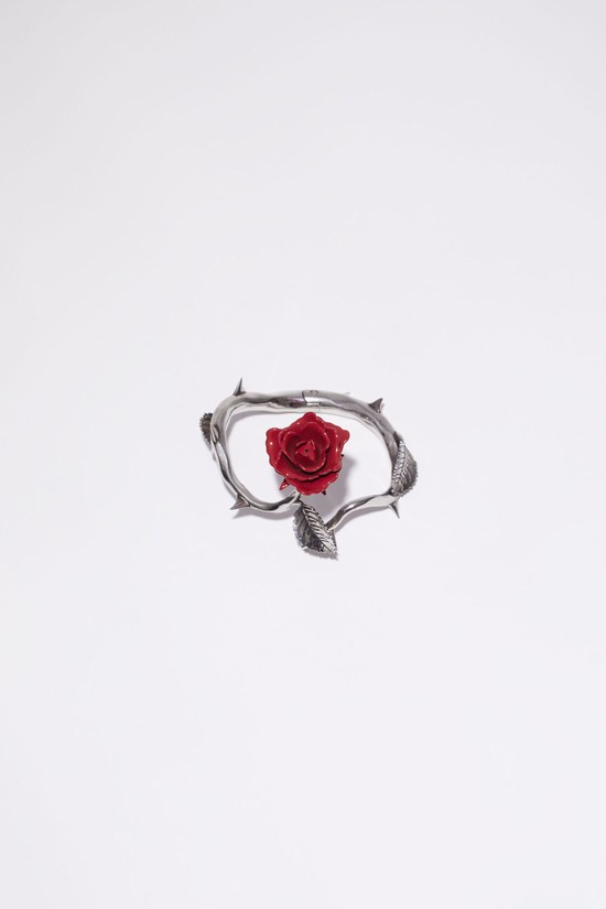 Silver / Red Acne Studios Cuff Rose Bracelet Jewellery | DRBP-30591