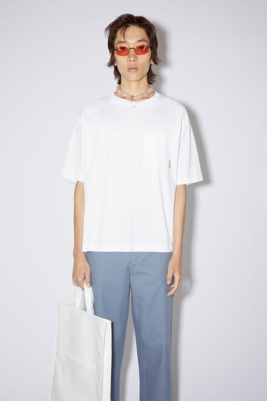 White Acne Studios Crew Neck Men's T Shirts | ZUWY-18562