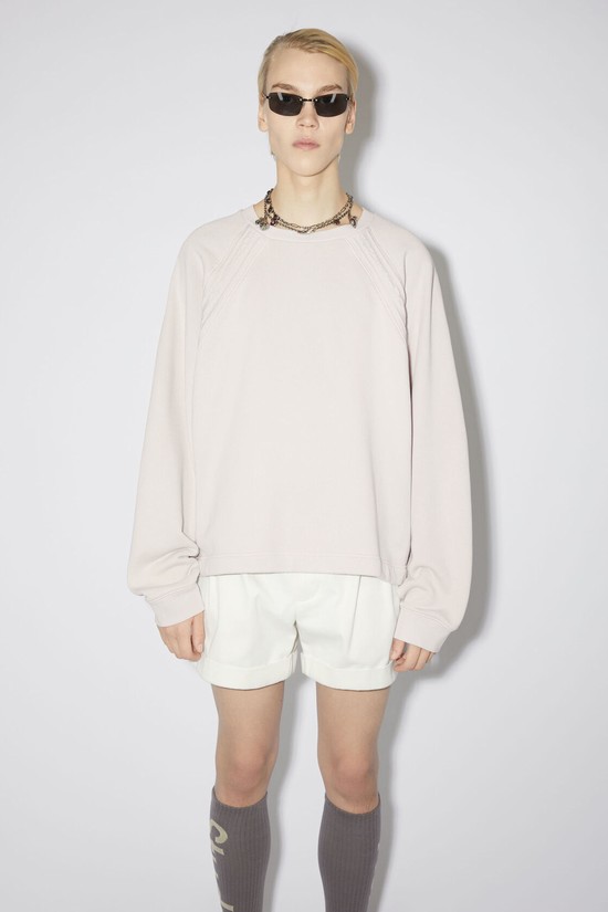 White Acne Studios Logo Tape Men's Sweatshirts | VXEQ-75260