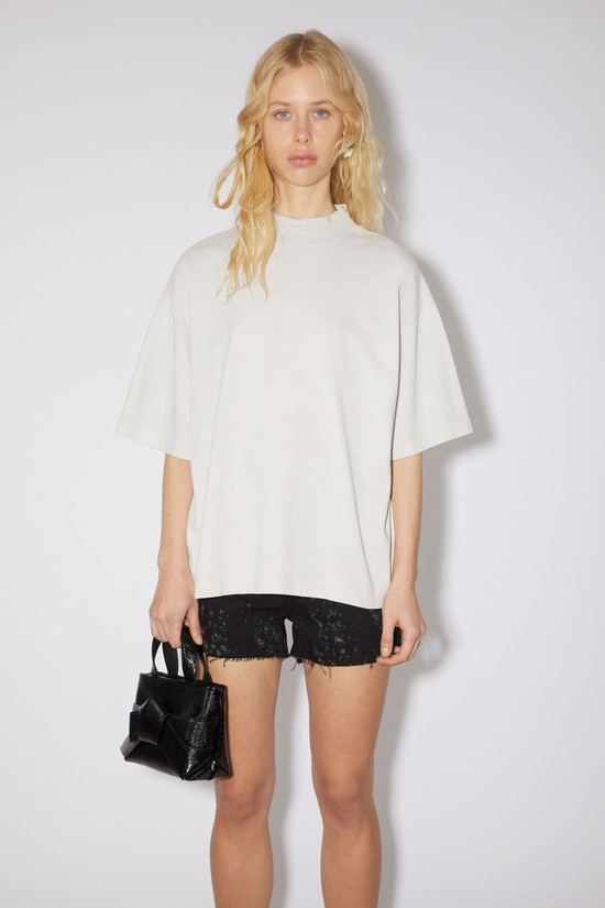 White Acne Studios Logo Tape Women's T Shirts | YBMN-29753