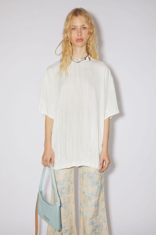 White Acne Studios Pleated Women's T Shirts | QHVZ-96801