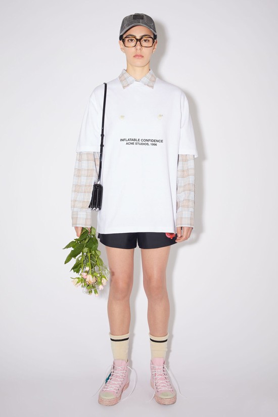 White Acne Studios Printed Women's T Shirts | EUGN-34702