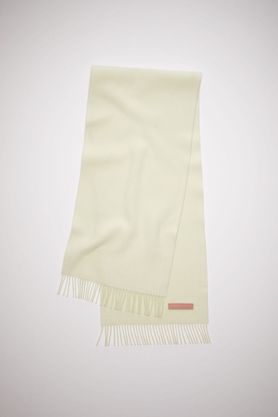 White Acne Studios Rich Wool Fringe - Narrow Scarf | VGOT-85743