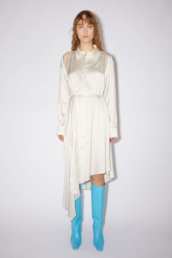 White Acne Studios Satin Shirt Women's Dress | DXLW-69710