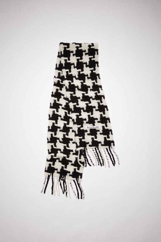 White / Black Acne Studios Houndstooth Scarf | TGLK-83709